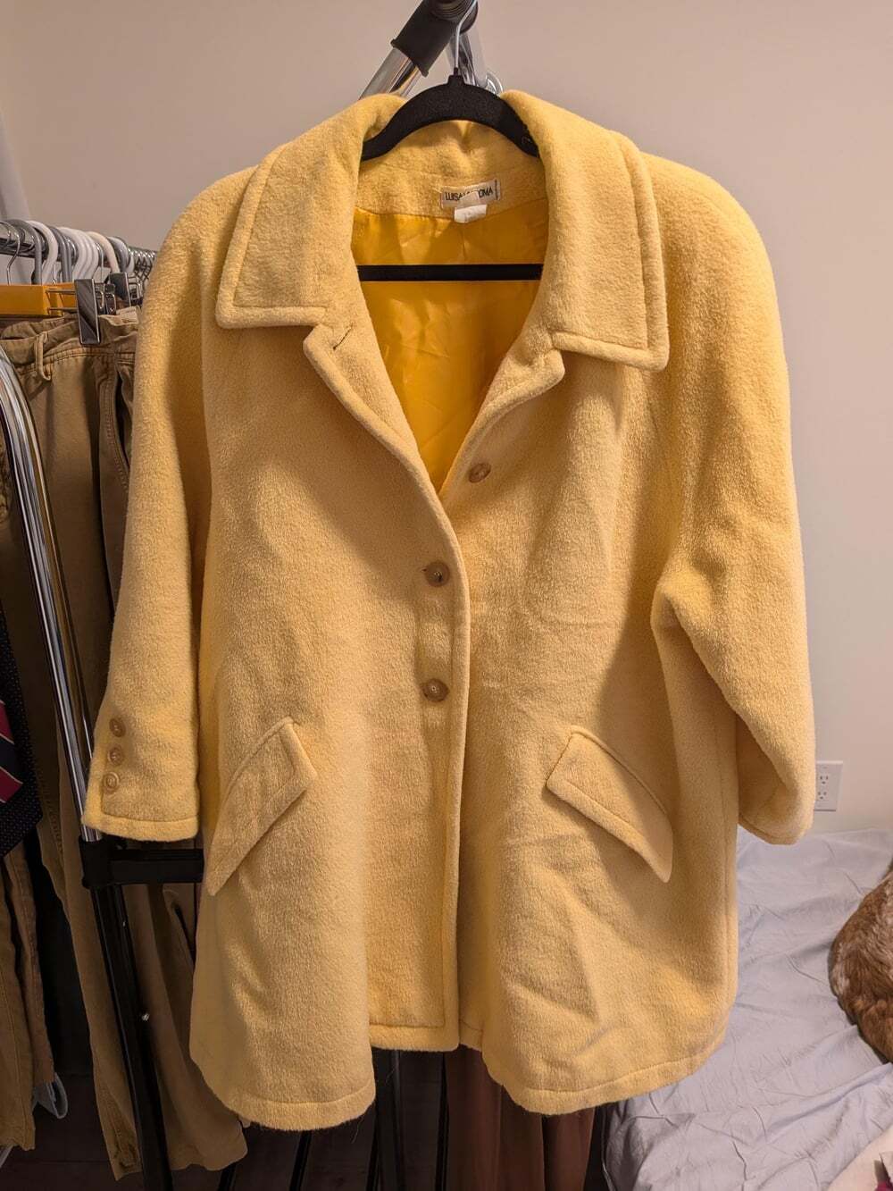 Vintage Luisa Viaroma Firenze Alpaca Wool Swing Coat – Yellow Oversized Italian